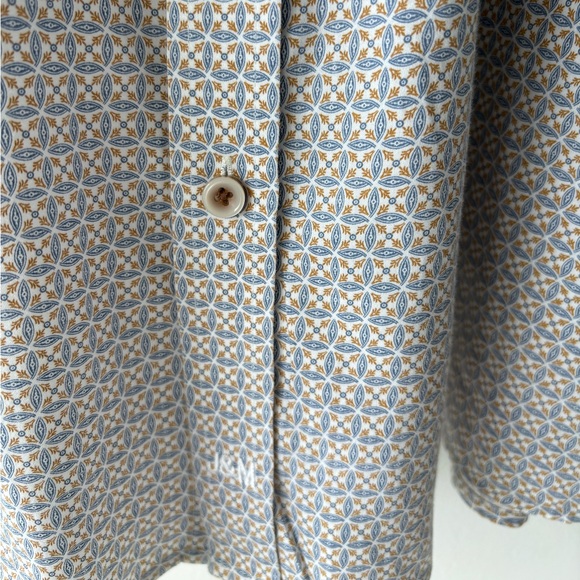 Johnston & Murphy Button Up Shirt Geometric Cotton Pockets Mens L Preppy Office - Picture 6 of 12
